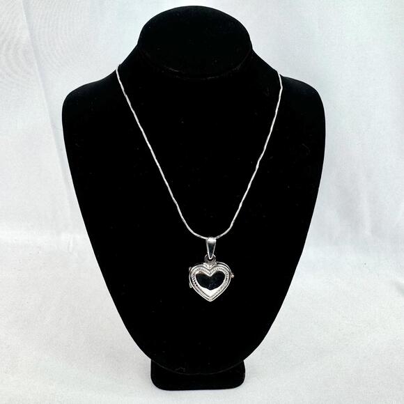 14k White Gold Italian Heart Locket Necklace Wedding Necklace Heirloom Jewelry